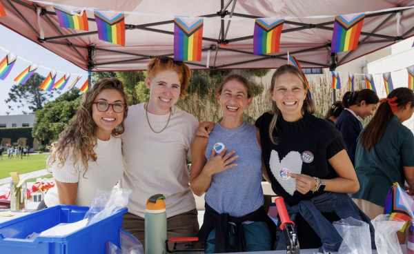 Associate DEIJ Director Ms. Sarah Miller, Coach Lara Korneychuk, Ms. Yvette Luxenberg, and Dr. Lani Keller host a colorful Pride Month booth during lunch, featuring arts and crafts like stickers and bookmarks. The event is part of DEIJ’s ongoing celebration of diverse cultural and identity groups throughout the year.